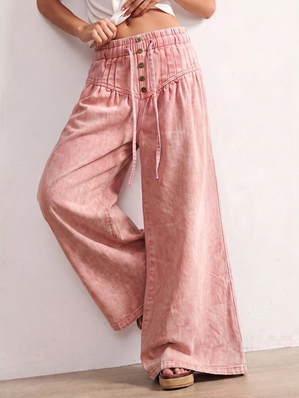 Pink Casual Women's Woven Loose Fit Denim Jeans